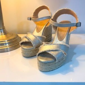 Castaner Bromeliad Frayed Wedge Silver Sandal 8